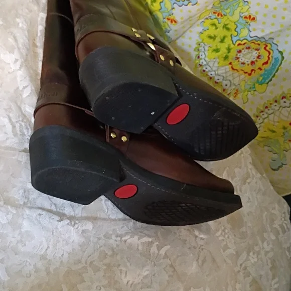 Vintage Durango Engineer Harness Brown Leather Boots with Buckle Men 8.5 W 10